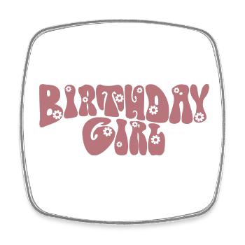 Birthday Girl - Groovy Retro Vintage - Blumen - Viereckiger Kühlschrankmagnet - Weiß - Vorne