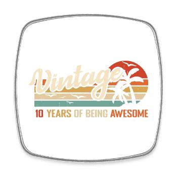 10 Jahre Retro Vintage Geburtstagsgeschenk 10 Jahre - Viereckiger Kühlschrankmagnet - Weiß - Vorne