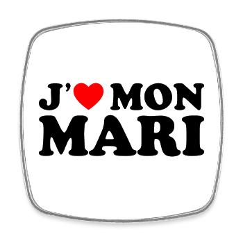 J'aime Mon Mari Cadeau Femme Mariée Coeur Rouge - Magnet carré - blanc - Devant
