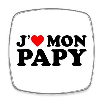J'aime Mon Papy Cadeau Grand-père Coeur Rouge - Magnet carré - blanc - Devant