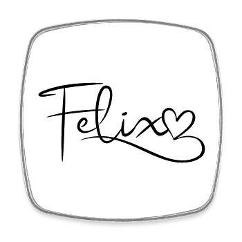 Felix Name Vorname Herzdekor - Viereckiger Kühlschrankmagnet - Weiß - Vorne