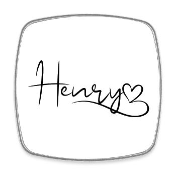 Henry Last Name First Name Heart Decor - Square fridge magnet - white - Front