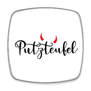 Putzteufel Putzfrau Putzmann sauber Teufel Hörner - Viereckiger Kühlschrankmagnet - Weiß - Vorne