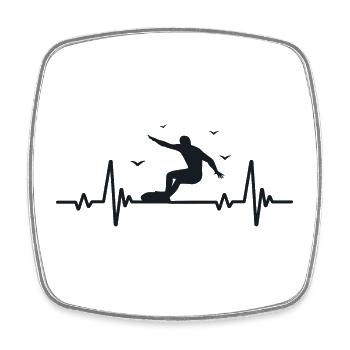 Surfen, Männer, Herzfrequenz, EKG, Sport, Surfen - Viereckiger Kühlschrankmagnet - Weiß - Vorne