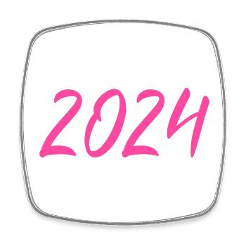 2024 New Year's Eve New Year pink pink - Square fridge magnet - white - Front