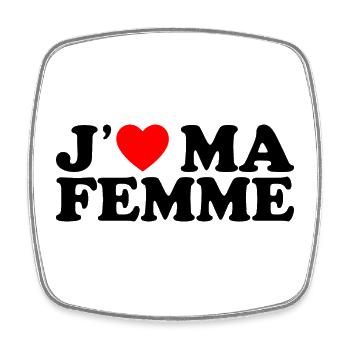 J'aime Ma Femme Cadeau Homme Marié Coeur Rouge - Magnet carré - blanc - Devant