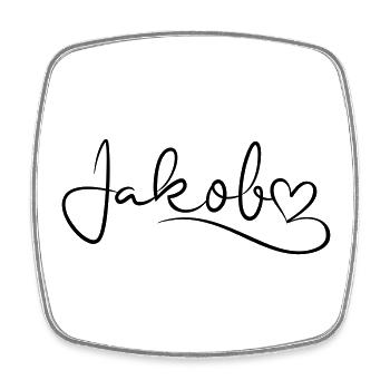 Jakob Last Name First Name Heart Decor - Square fridge magnet - white - Front