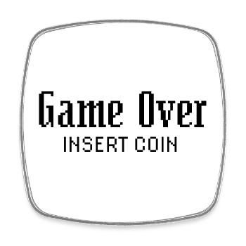Game Over Insert Coin - Viereckiger Kühlschrankmagnet - Weiß - Vorne