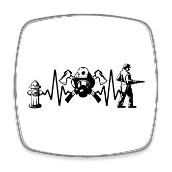 Firefighter fire brigade heartbeat color changeable - Square fridge magnet - white - Front