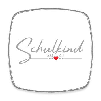 Schulkind Herz mit Namen personalisieren - Viereckiger Kühlschrankmagnet - Weiß - Vorne