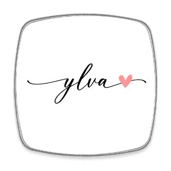 Ylva Name Kalligrafie Schrift - Viereckiger Kühlschrankmagnet - Weiß - Vorne