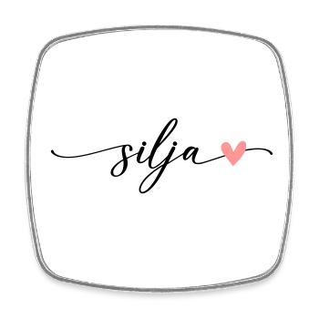 Silja Name Calligraphy Font - Square fridge magnet - white - Front