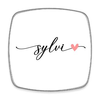 Sylvi Name Calligraphy Font - Square fridge magnet - white - Front
