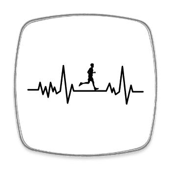 Retro Heartbeat Running for Jogger Runner - Square fridge magnet - white - Front