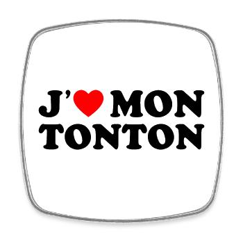 J'aime Mon Tonton Cadeau Oncle Coeur Rouge - Magnet carré - blanc - Devant