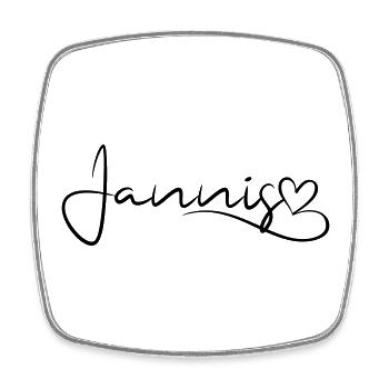 Jannis Surname First name Heart décor - Square fridge magnet - white - Front