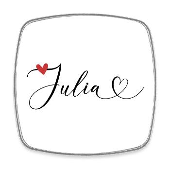 Julia Name Vorname Kalligrafieherz - Viereckiger Kühlschrankmagnet - Weiß - Vorne