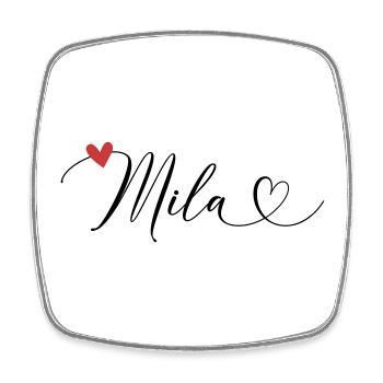 Mila Name Vorname Kalligrafieherz - Viereckiger Kühlschrankmagnet - Weiß - Vorne