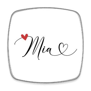Mia Name Vorname Kalligrafieherz - Viereckiger Kühlschrankmagnet - Weiß - Vorne