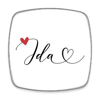 Ida Name First name Calligraphy Heart - Square fridge magnet - white - Front