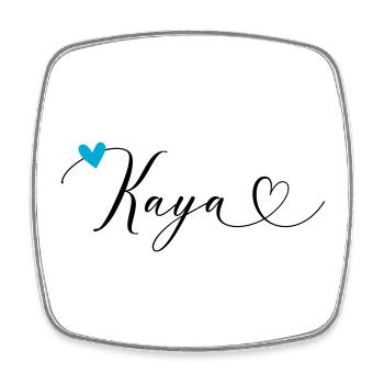 Kaya Nom Prénom Calligraphie Coeur - Magnet carré - blanc - Devant