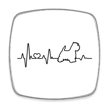 Heartbeat Dog West Highland White Terrier Westie - Magnet carré - blanc - Devant
