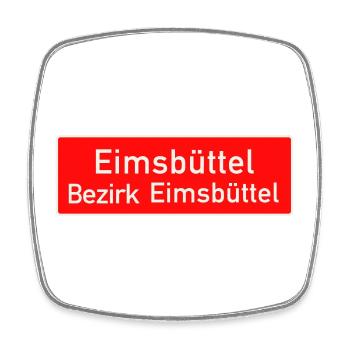 Eimsbüttel - Orts Bezirksschild Hamburg - Viereckiger Kühlschrankmagnet - Weiß - Vorne