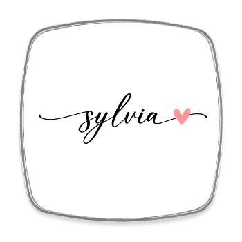 Sylvia Name Calligraphy Font - Square fridge magnet - white - Front