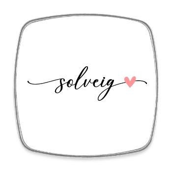 Solveig Name Calligraphy Font - Square fridge magnet - white - Front