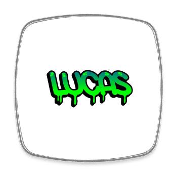Graffiti-Name Lucas - Viereckiger Kühlschrankmagnet - Weiß - Vorne