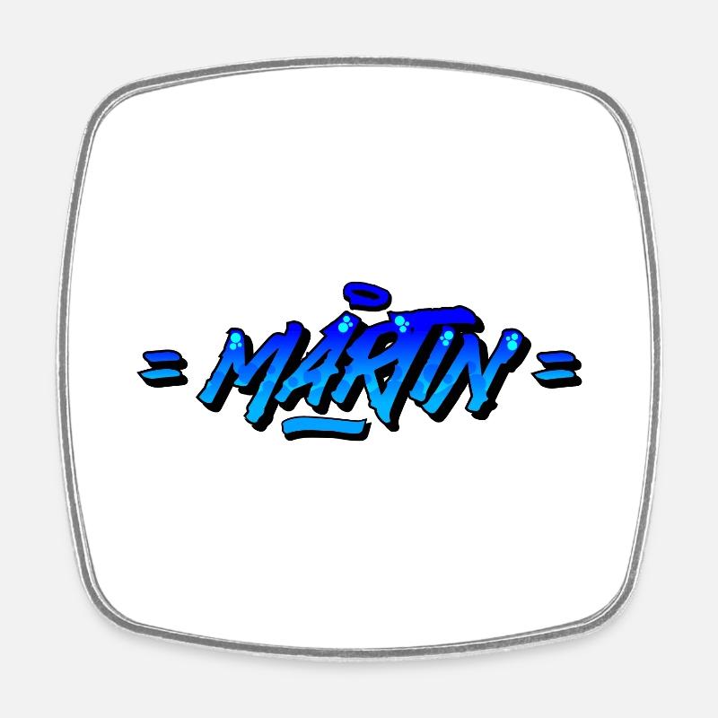 Graffiti Prénom Martin - Magnet carré - blanc