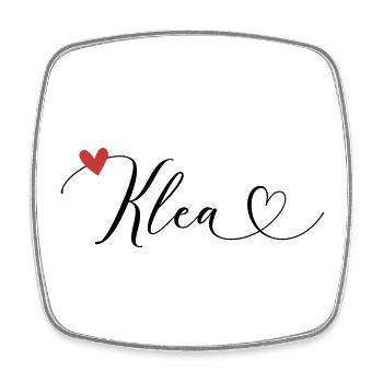 Klea Name Vorname Kalligrafieherz - Viereckiger Kühlschrankmagnet - Weiß - Vorne