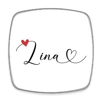 Lina Name Vorname Kalligrafieherz - Viereckiger Kühlschrankmagnet - Weiß - Vorne