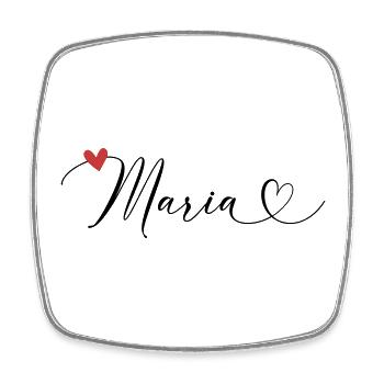 Maria Surname First name Calligraphy Heart - Square fridge magnet - white - Front