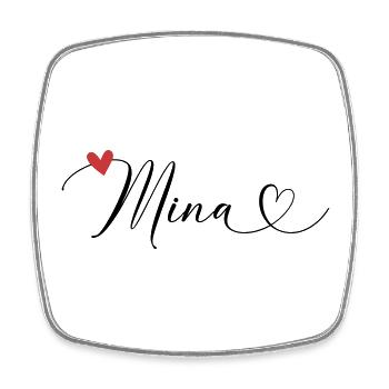 Mina Name Vorname Kalligrafieherz - Viereckiger Kühlschrankmagnet - Weiß - Vorne