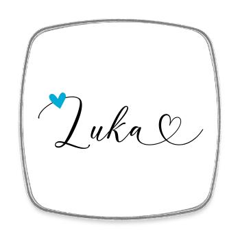Luka Surname First name Calligraphy Heart - Square fridge magnet - white - Front
