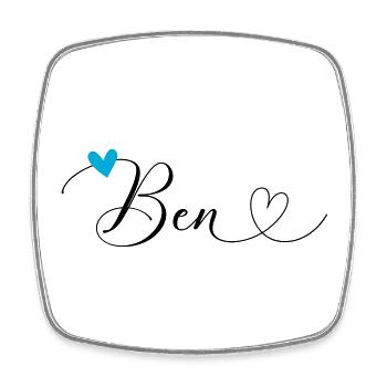 Ben Name Vorname Kalligrafieherz - Viereckiger Kühlschrankmagnet - Weiß - Vorne