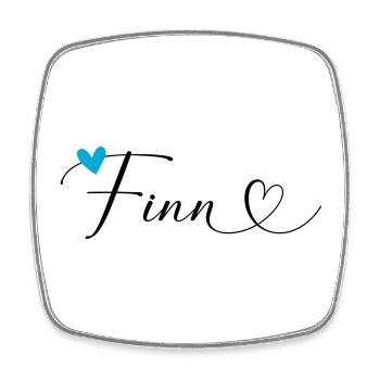 Finn Name Vorname Kalligrafieherz - Viereckiger Kühlschrankmagnet - Weiß - Vorne