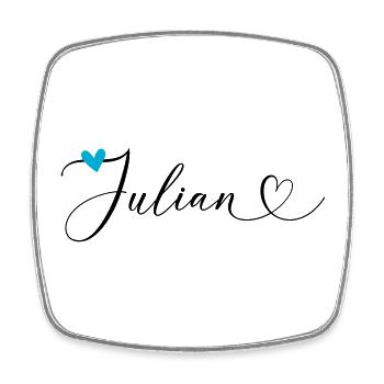 Julian Name Vorname Kalligrafieherz - Viereckiger Kühlschrankmagnet - Weiß - Vorne
