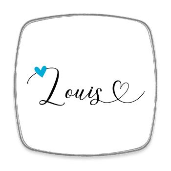 Louis Nom Prénom Calligraphie Coeur - Magnet carré - blanc - Devant