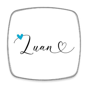Luan Nom Prénom Calligraphie Coeur - Magnet carré - blanc - Devant