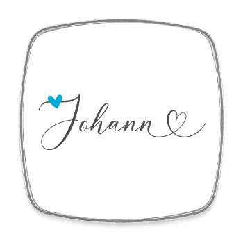 Johann Nom Prénom Calligraphie Coeur - Magnet carré - blanc - Devant