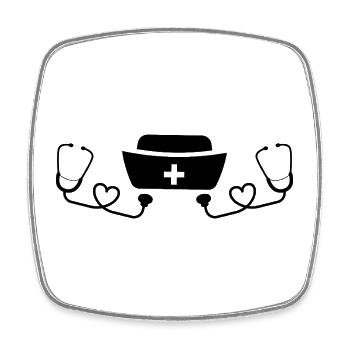 Krankenschwester - Viereckiger Kühlschrankmagnet - Weiß - Vorne