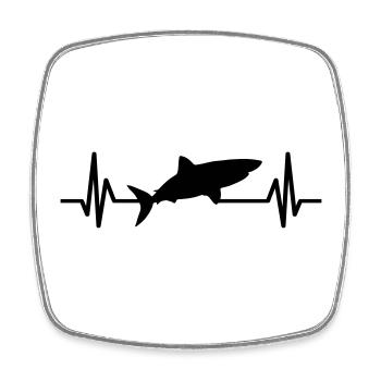 shark heartbeat shark shark fin - Square fridge magnet - white - Front