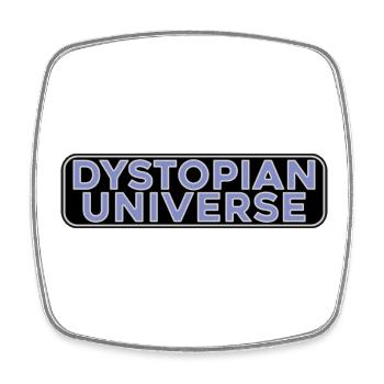 Dystopian Universe Skateboard Car Dark Edition - Square fridge magnet - white - Front