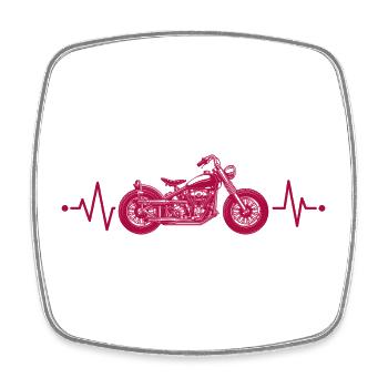 Cadeau moto Motorcyclist Heartbeat Line - Magnet carré - blanc - Devant