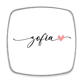 Zofia Name Calligraphy Font - Square fridge magnet - white - Front