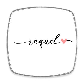 Raquel Name Calligraphy Font - Square fridge magnet - white - Front
