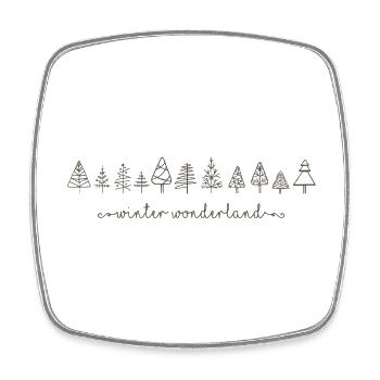 Winter Wonderland, Doodle Christmas Trees, Christmas - Square fridge magnet - white - Front