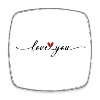 Love You Font Heart - Square fridge magnet - white - Front
